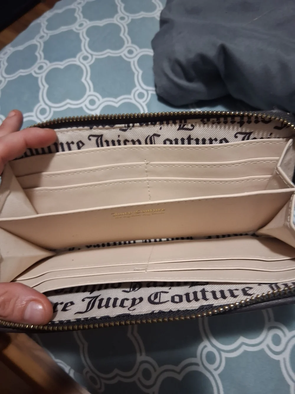 Juicy Couture Pink and Brown Zip Wallet